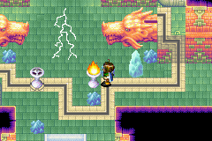 Cracks hang in the air between the "Flame Amplifier" dragon heads, where the iceberg with the Flame Dragons used to be.